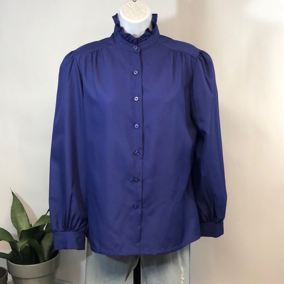Women’s Vintage Judy Bond Purple Blouse - Picture 1 of 14